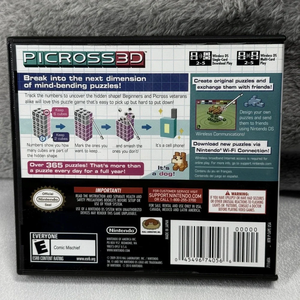 Nintendo Picross 3D Video Game Multi Puzzle CIB DS Logic Brainteaser